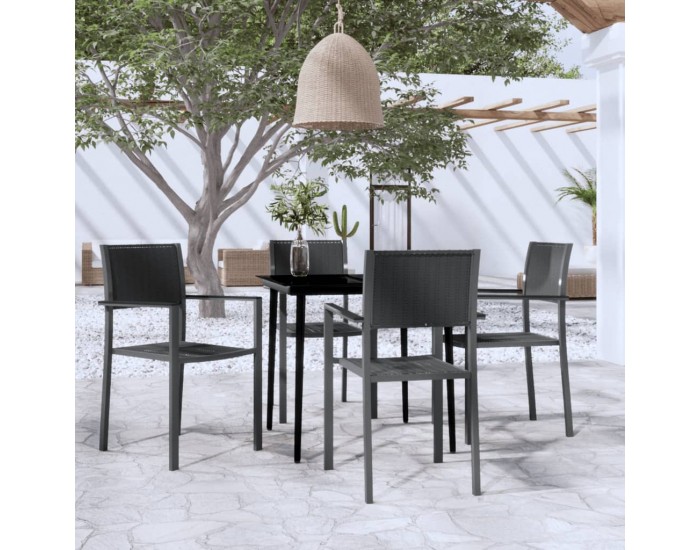 Sonata Set de servit masa pentru grădină, 5 piese, negru