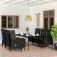 Sonata Set de masă pentru grădină, 7 piese, cu perne, negru