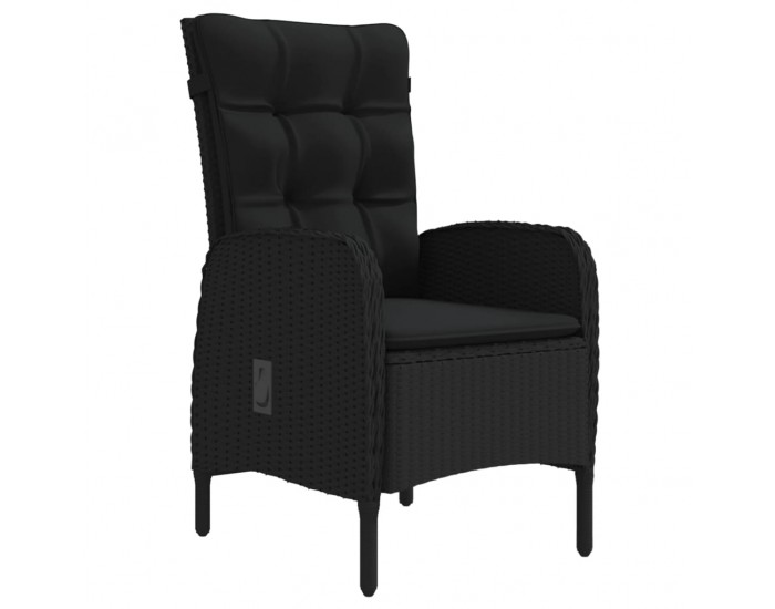 Sonata Set de masă pentru grădină, 7 piese, cu perne, negru