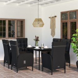 Sonata H Градински трапезен комплект с възглавници 7 части черен - Seturi pentru exterior