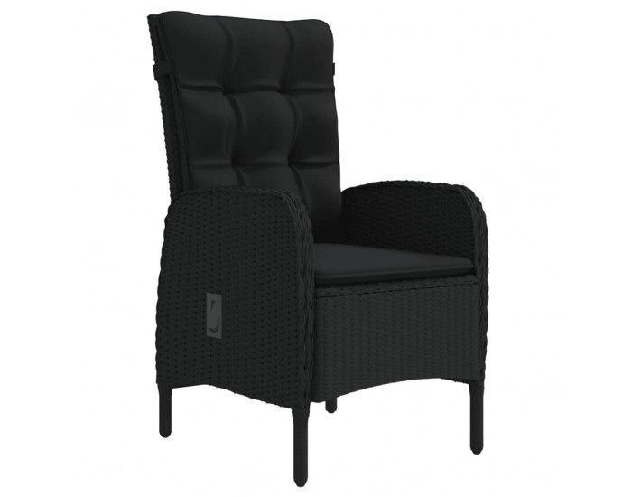 Sonata Set de masă pentru grădină, 7 piese, cu perne, negru