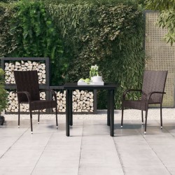 Sonata H Градински трапезен комплект, 3 части, кафяво и черно - Seturi pentru exterior