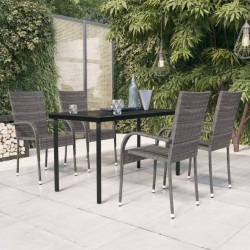 Sonata H Градински трапезен комплект, 5 части, сиво и черно - Seturi pentru exterior