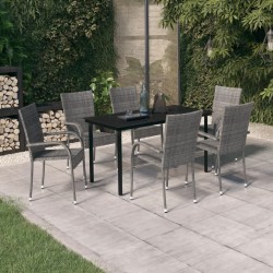 Sonata H Градински трапезен комплект, 7 части, сиво и черно - Seturi pentru exterior