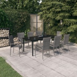 Sonata H Градински трапезен комплект, 9 части, сиво и черно - Seturi pentru exterior