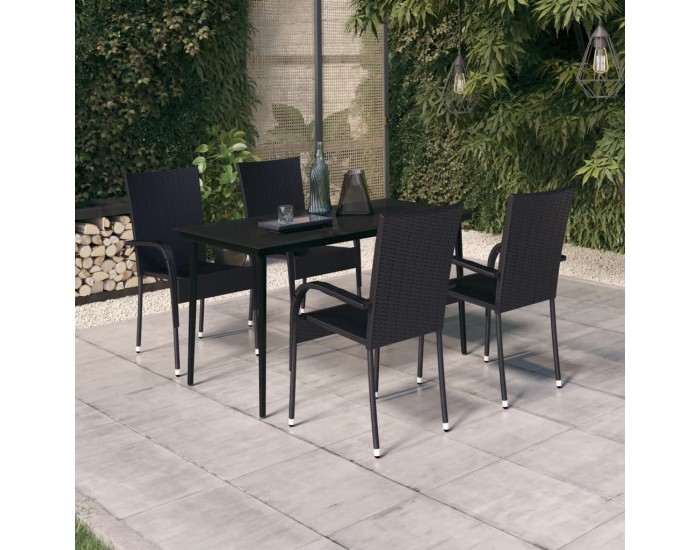 Sonata Set de servit masa pentru grădină, 5 piese, negru