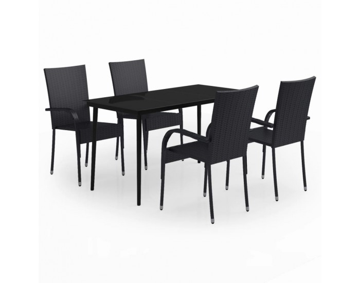 Sonata Set de servit masa pentru grădină, 5 piese, negru