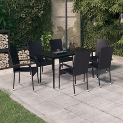 Sonata H Градински трапезен комплект, 7 части, черен - Seturi pentru exterior