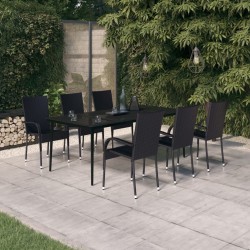 Sonata Set mobilier de grădină, negru, 7 piese