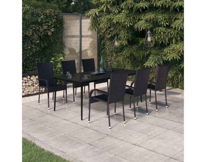 Sonata Set mobilier de grădină, negru, 7 piese