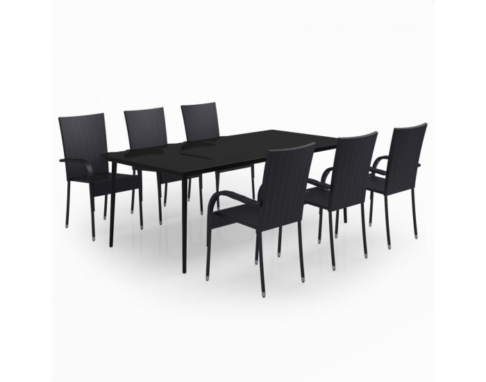Sonata Set mobilier de grădină, negru, 7 piese