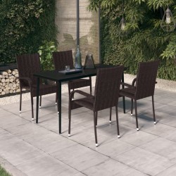 Sonata H Градински трапезен комплект, 5 части, кафяво и черно - Seturi pentru exterior