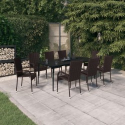 Sonata H Градински трапезен комплект, 9 части, кафяво и черно - Seturi pentru exterior