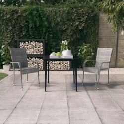 Sonata H Градински трапезен комплект, 3 части, сиво и черно - Seturi pentru exterior