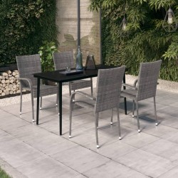 Sonata H Градински трапезен комплект, 5 части, сиво и черно - Seturi pentru exterior