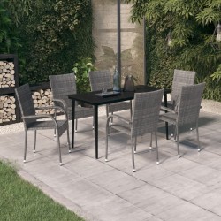 Sonata H Градински трапезен комплект, 7 части, сиво и черно - Seturi pentru exterior