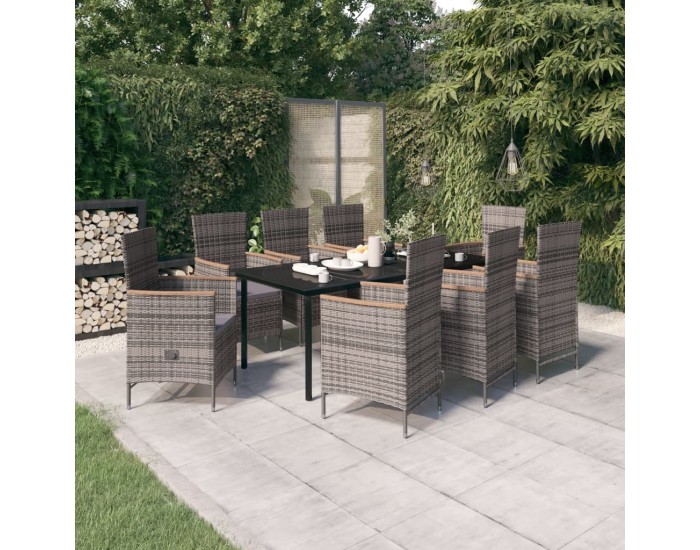Sonata Set mobilier pentru grădină, cu perne, 9 piese, gri