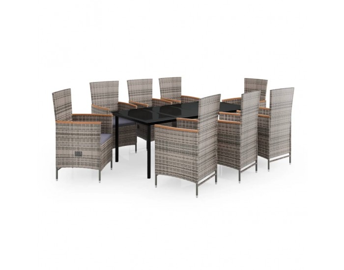 Sonata Set mobilier pentru grădină, cu perne, 9 piese, gri