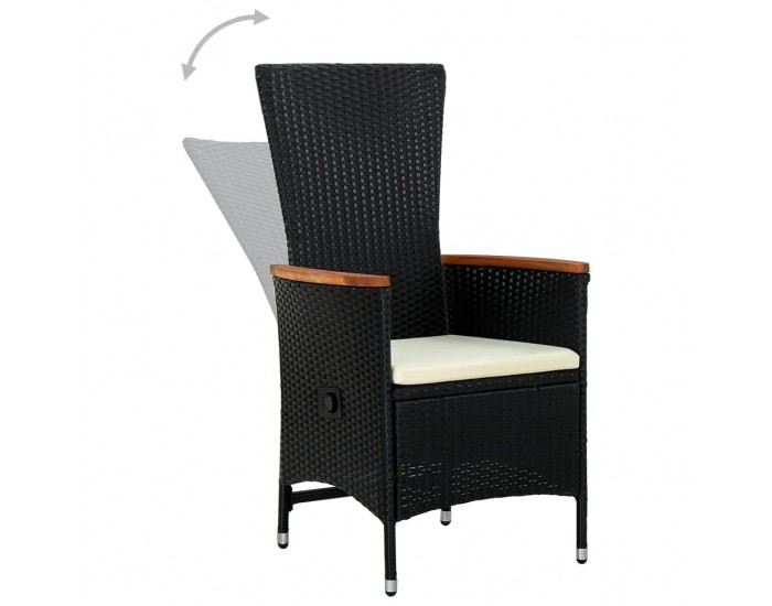 Sonata Set de masă pentru grădină, 7 piese, cu perne, negru