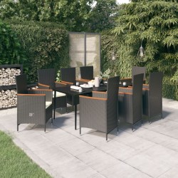 Sonata H Градински трапезен комплект възглавници 9 части черен - Seturi pentru exterior