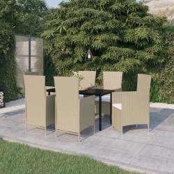 Sonata H Градински трапезен комплект с възглавници, 7 части, бежов - Seturi pentru exterior