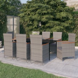 Sonata H Градински трапезен комплект от 9 части с възглавници сив - Seturi pentru exterior
