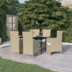 Sonata H Градински трапезен комплект с възглавници, 7 части, бежов - Seturi pentru exterior