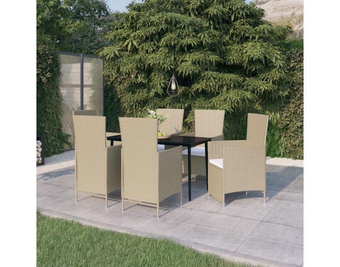 Sonata Set de mobilier pentru grădină, cu perne, 7 piese, bej