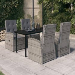 Sonata H Градински трапезен комплект от 5 части с възглавници, сив - Seturi pentru exterior