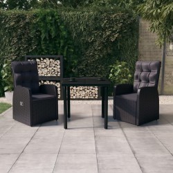 Sonata H Градински трапезен комплект от 3 части с възглавници черен - Seturi pentru exterior