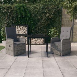 Sonata H Градински трапезен комплект от 3 части с възглавници сив - Seturi pentru exterior