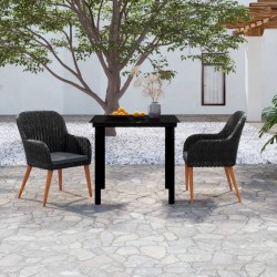 Sonata H Градински трапезен комплект от 3 части с възглавници черен - Seturi pentru exterior