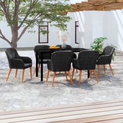 Sonata H Градински трапезен комплект с възглавници 7 части черен - Seturi pentru exterior