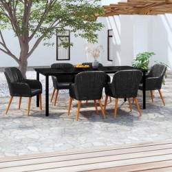 Sonata H Градински трапезен комплект с възглавници 7 части черен - Seturi pentru exterior