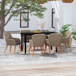 Sonata H Градински трапезен комплект с възглавници, 7 части, кафяв - Seturi pentru exterior