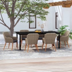 Sonata H Градински трапезен комплект с възглавници, 7 части, кафяв - Seturi pentru exterior
