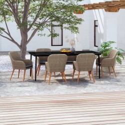 Sonata H Градински трапезен комплект с възглавници, 7 части, кафяв - Seturi pentru exterior