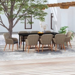 Sonata H Градински трапезен комплект възглавници 9 части кафяв - Seturi pentru exterior