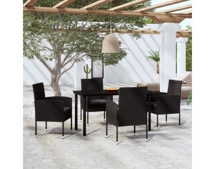 Sonata Set de servit masa pentru grădină, 5 piese, negru