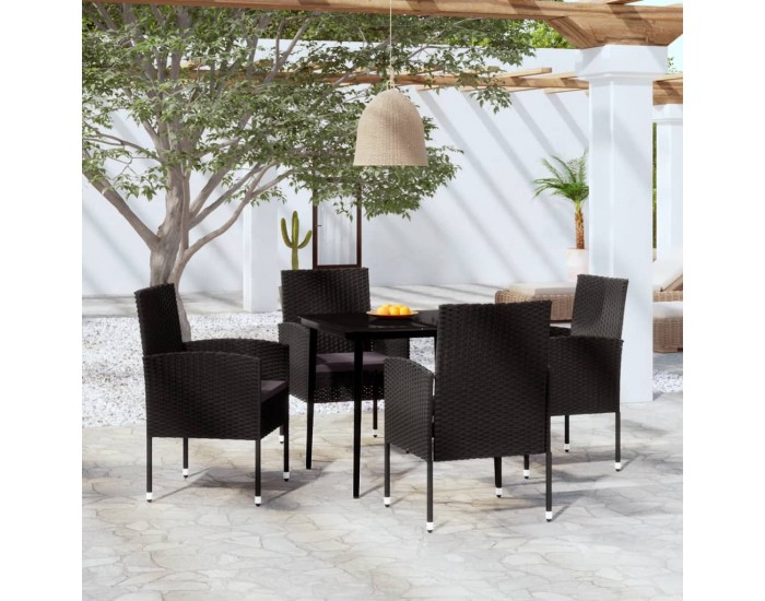 Sonata Set de servit masa pentru grădină, 5 piese, negru