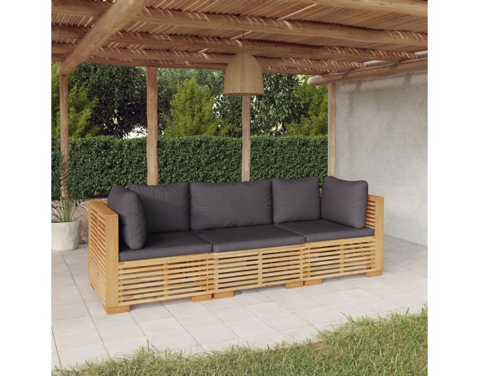 Sonata H Градински комплект с възглавници, 3 части, тиково дърво масив