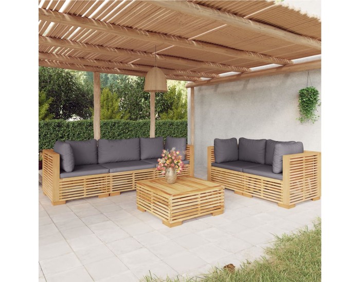 Sonata Set mobilier grădină cu perne, 6 piese, lemn masiv de tec