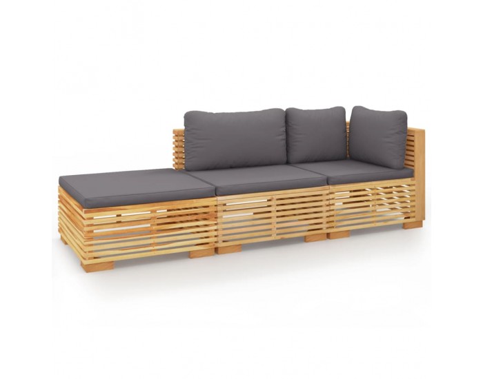 Sonata Set mobilier grădină cu perne, 3 piese, lemn masiv de tec