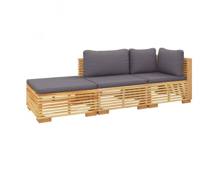 Sonata Set mobilier grădină cu perne, 3 piese, lemn masiv de tec