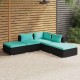 Sonata Set mobilier de grădină cu perne, 5 piese, negru, poliratan