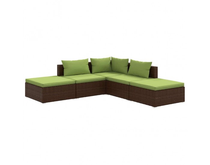 Sonata Set mobilier de grădină cu perne, 5 piese, maro, poliratan