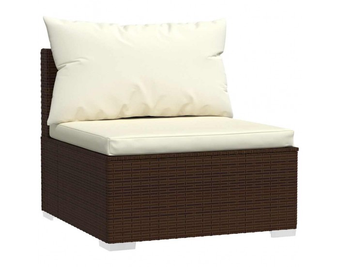 Sonata Set mobilier de grădină cu perne, 4 piese, maro, poliratan