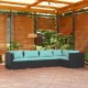 Sonata Set mobilier de grădină cu perne, 5 piese, negru, poliratan