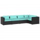 Sonata Set mobilier de grădină cu perne, 5 piese, negru, poliratan