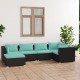 Sonata Set mobilier de grădină cu perne, 6 piese, negru, poliratan